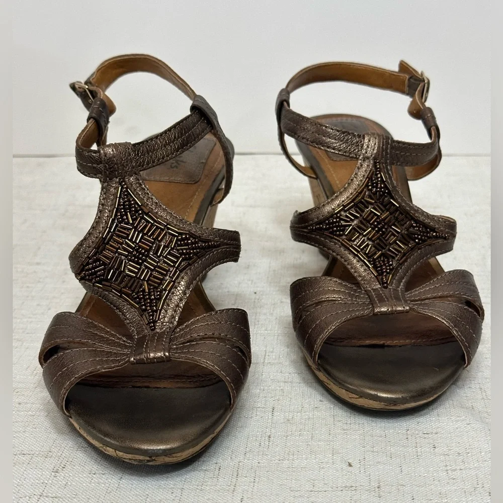Clarks Brown Sandals Strappy Medium Heel 🌴☀️ - Picture 3 of 10